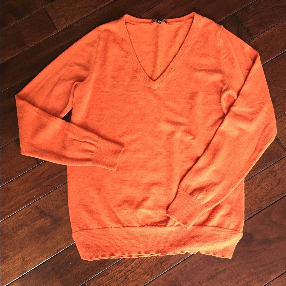 The Limited V-Neck Sweater in Bright Orange